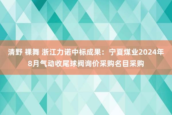 清野 裸舞 浙江力诺中标成果：宁夏煤业2024年8月气动收尾球阀询价采购名目采购