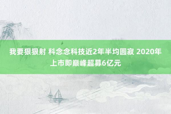 我要狠狠射 科念念科技近2年半均圆寂 2020年上市即巅峰超募6亿元