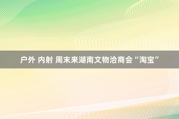 户外 内射 周末来湖南文物洽商会“淘宝”