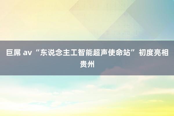 巨屌 av “东说念主工智能超声使命站” 初度亮相贵州