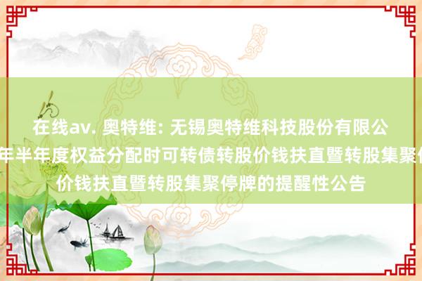 在线av. 奥特维: 无锡奥特维科技股份有限公司对于实施2024年半年度权益分配时可转债转股价钱扶直暨转股集聚停牌的提醒性公告