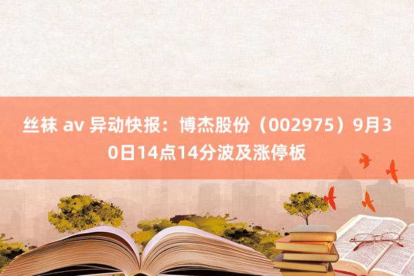 丝袜 av 异动快报：博杰股份（002975）9月30日14点14分波及涨停板