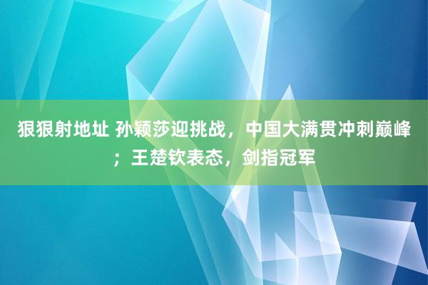 狠狠射地址 孙颖莎迎挑战，中国大满贯冲刺巅峰；王楚钦表态，剑指冠军