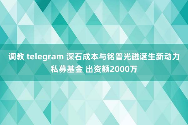 调教 telegram 深石成本与铭普光磁诞生新动力私募基金 出资额2000万