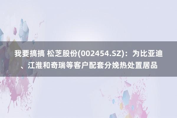 我要搞搞 松芝股份(002454.SZ)：为比亚迪、江淮和奇瑞等客户配套分娩热处置居品