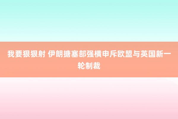 我要狠狠射 伊朗搪塞部强横申斥欧盟与英国新一轮制裁