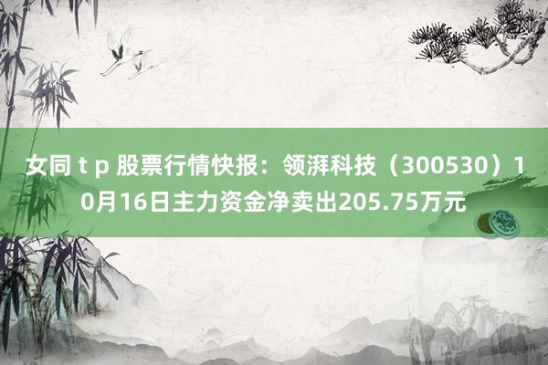 女同 t p 股票行情快报：领湃科技（300530）10月16日主力资金净卖出205.75万元