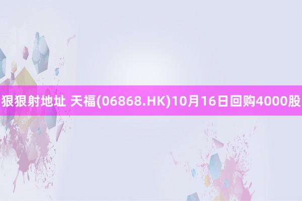 狠狠射地址 天福(06868.HK)10月16日回购4000股