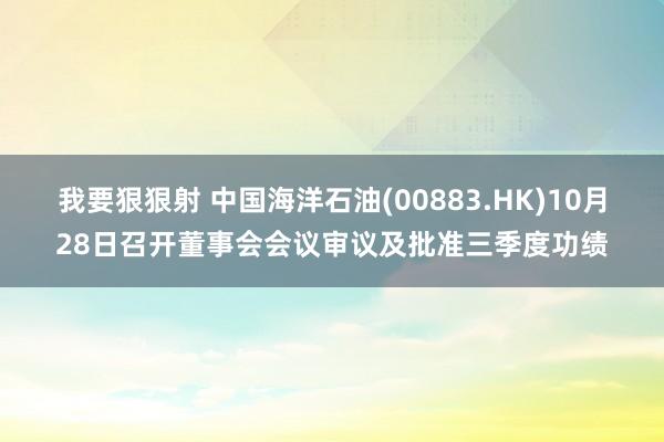 我要狠狠射 中国海洋石油(00883.HK)10月28日召开董事会会议审议及批准三季度功绩