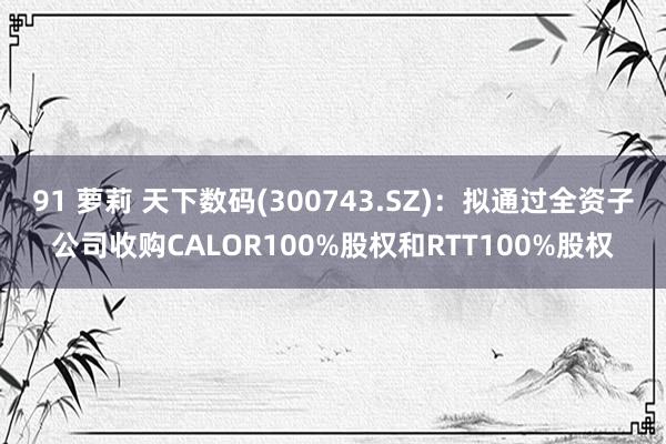 91 萝莉 天下数码(300743.SZ)：拟通过全资子公司收购CALOR100%股权和RTT100%股权