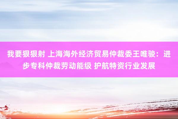 我要狠狠射 上海海外经济贸易仲裁委王唯骏：进步专科仲裁劳动能级 护航特资行业发展