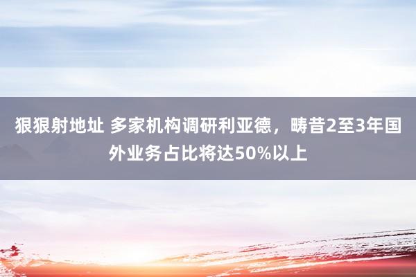 狠狠射地址 多家机构调研利亚德，畴昔2至3年国外业务占比将达50%以上