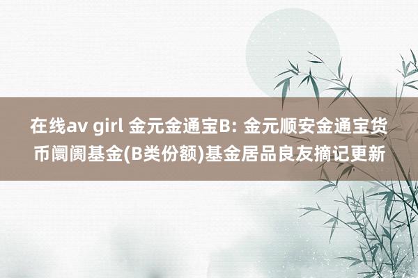 在线av girl 金元金通宝B: 金元顺安金通宝货币阛阓基金(B类份额)基金居品良友摘记更新