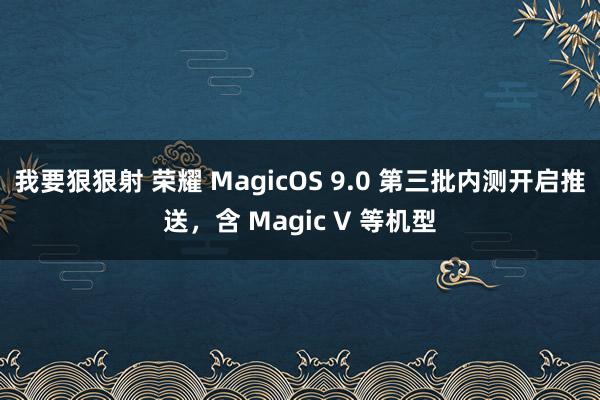 我要狠狠射 荣耀 MagicOS 9.0 第三批内测开启推送，含 Magic V 等机型