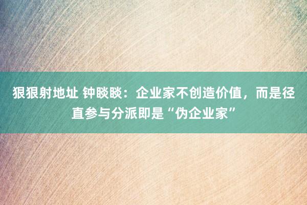 狠狠射地址 钟睒睒：企业家不创造价值，而是径直参与分派即是“伪企业家”