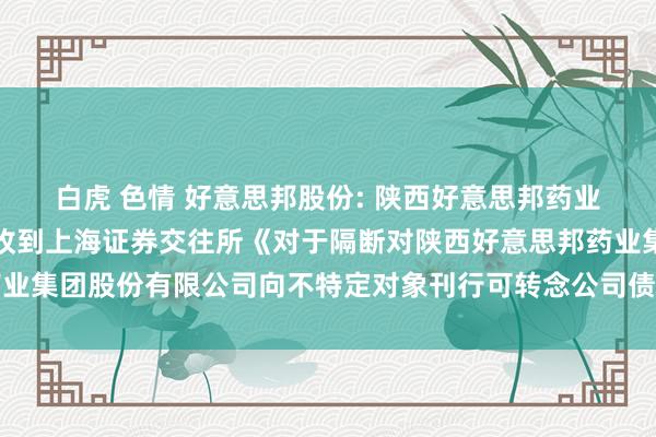 白虎 色情 好意思邦股份: 陕西好意思邦药业集团股份有限公司对于收到上海证券交往所《对于隔断对陕西好意思邦药业集团股份有限公司向不特定对象刊行可转念公司债券审核的决定》的公告