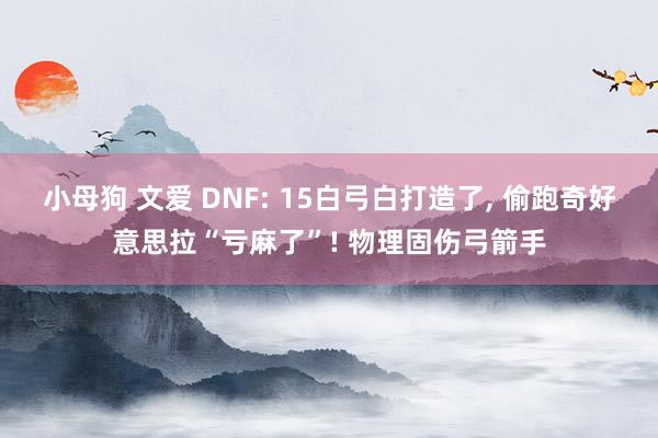 小母狗 文爱 DNF: 15白弓白打造了， 偷跑奇好意思拉“亏麻了”! 物理固伤弓箭手