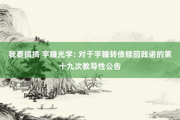 我要搞搞 宇瞳光学: 对于宇瞳转债赎回践诺的第十九次教导性公告