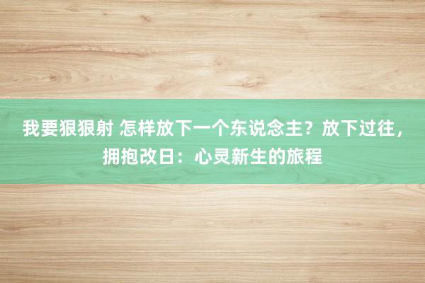 我要狠狠射 怎样放下一个东说念主？放下过往，拥抱改日：心灵新生的旅程