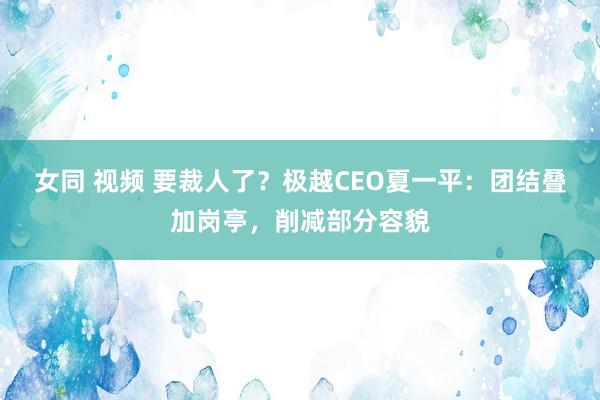 女同 视频 要裁人了？极越CEO夏一平：团结叠加岗亭，削减部分容貌