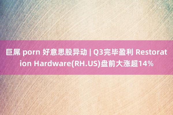 巨屌 porn 好意思股异动 | Q3完毕盈利 Restoration Hardware(RH.US)盘前大涨超14%