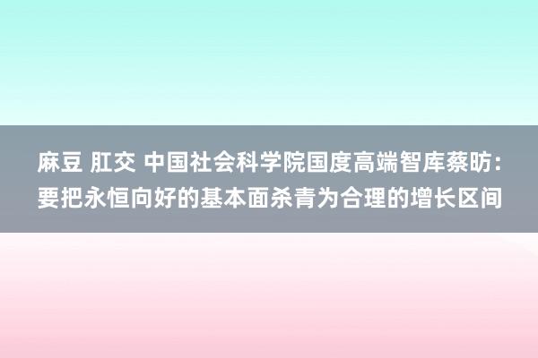 麻豆 肛交 中国社会科学院国度高端智库蔡昉：要把永恒向好的基本面杀青为合理的增长区间