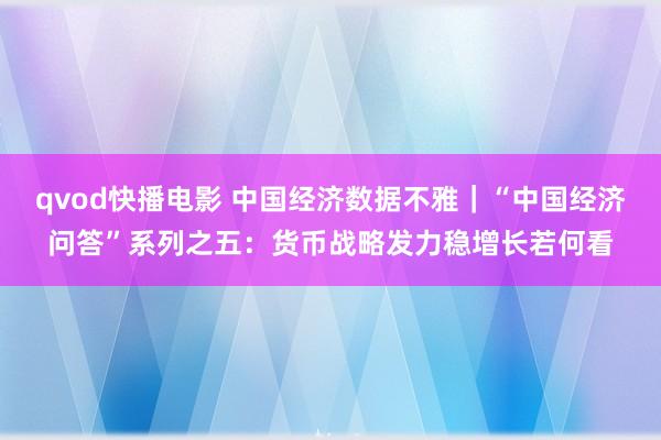 qvod快播电影 中国经济数据不雅｜“中国经济问答”系列之五：货币战略发力稳增长若何看