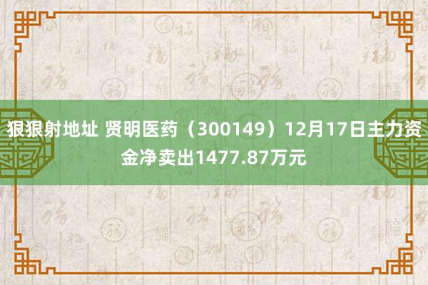 狠狠射地址 贤明医药（300149）12月17日主力资金净卖出1477.87万元