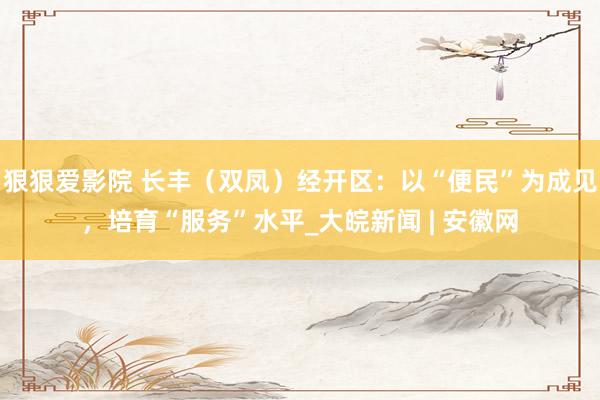 狠狠爱影院 长丰（双凤）经开区：以“便民”为成见，培育“服务”水平_大皖新闻 | 安徽网