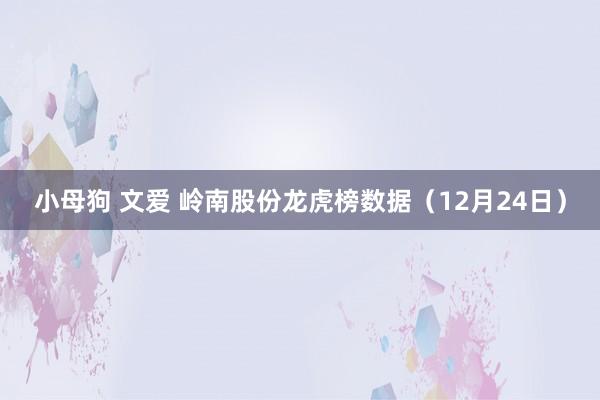 小母狗 文爱 岭南股份龙虎榜数据（12月24日）