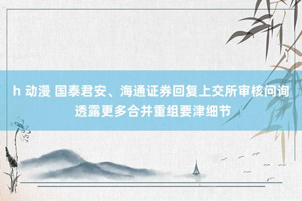 h 动漫 国泰君安、海通证券回复上交所审核问询 透露更多合并重组要津细节