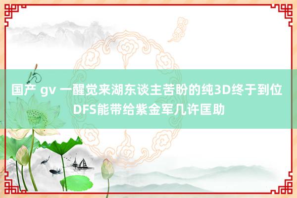 国产 gv 一醒觉来湖东谈主苦盼的纯3D终于到位 DFS能带给紫金军几许匡助