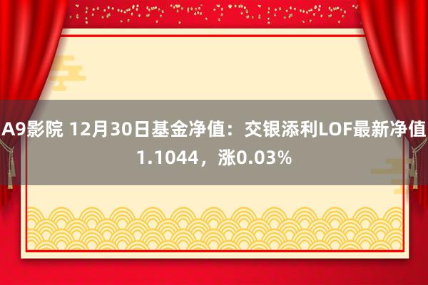 A9影院 12月30日基金净值：交银添利LOF最新净值1.1044，涨0.03%