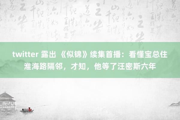 twitter 露出 《似锦》续集首播：看懂宝总住淮海路隔邻，才知，他等了汪密斯六年