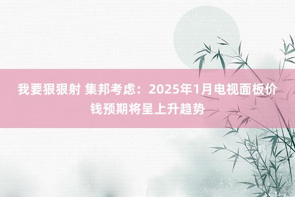 我要狠狠射 集邦考虑：2025年1月电视面板价钱预期将呈上升趋势