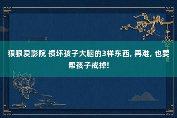 狠狠爱影院 损坏孩子大脑的3样东西， 再难， 也要帮孩子戒掉!