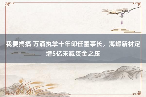 我要搞搞 万涌执掌十年卸任董事长，海螺新材定增5亿未减资金之压