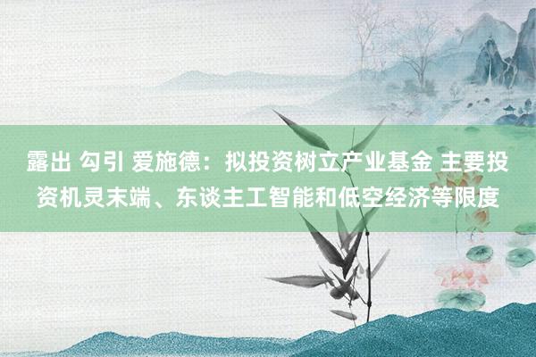 露出 勾引 爱施德：拟投资树立产业基金 主要投资机灵末端、东谈主工智能和低空经济等限度